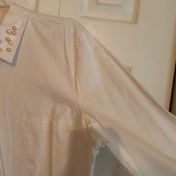 Cotton shirt with pearl trim - Picture 3 of 11